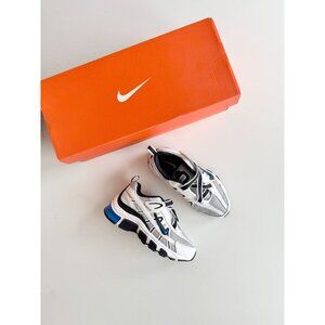 NIB Kids' NIKE T-Run Alt 2 White Grey Blue Sneakers, Size 11C